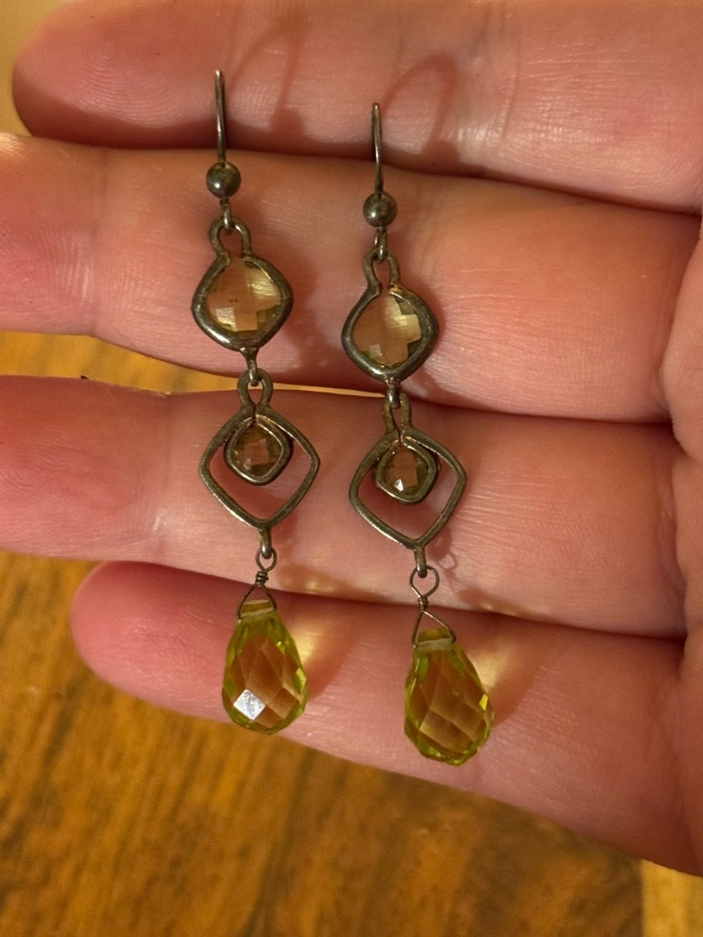 Lemon Quartz Crystal Sterling Drop Earrings - Picture 2 of 13